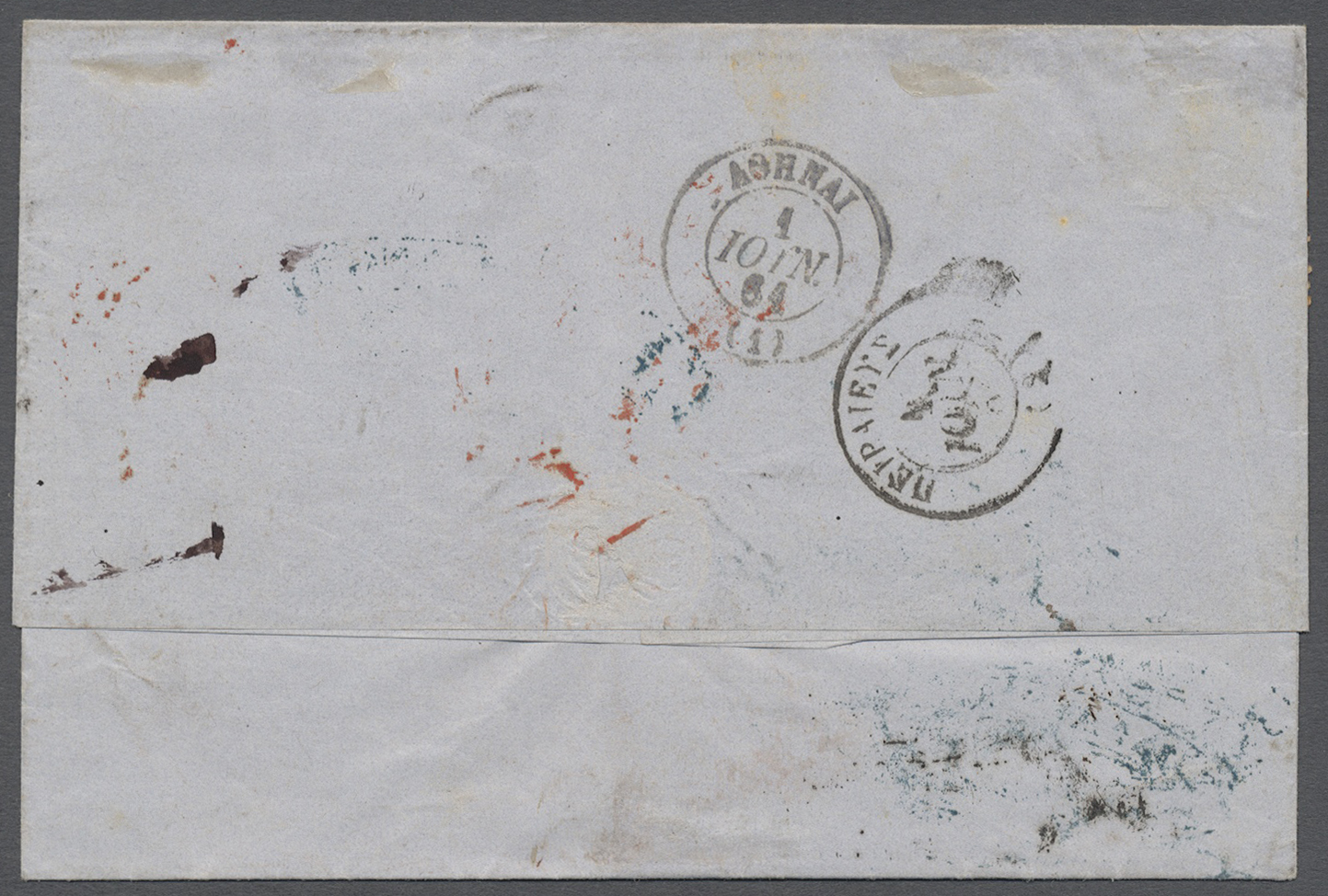 Br Malta: 1861, Vorläufer, Großbritannien 1 P. Dunkelrosa, Waagr. 3er-Streifen Auf Kabinettbrief, Sauberer Duplex - Malta