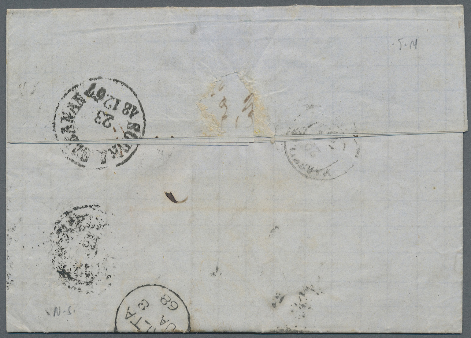 Br Malta: 1867. Stampless Envelope Cancelled By Stockholm Date Stamp Addressed To The 'Swedish Consul, Valetta' E - Malta