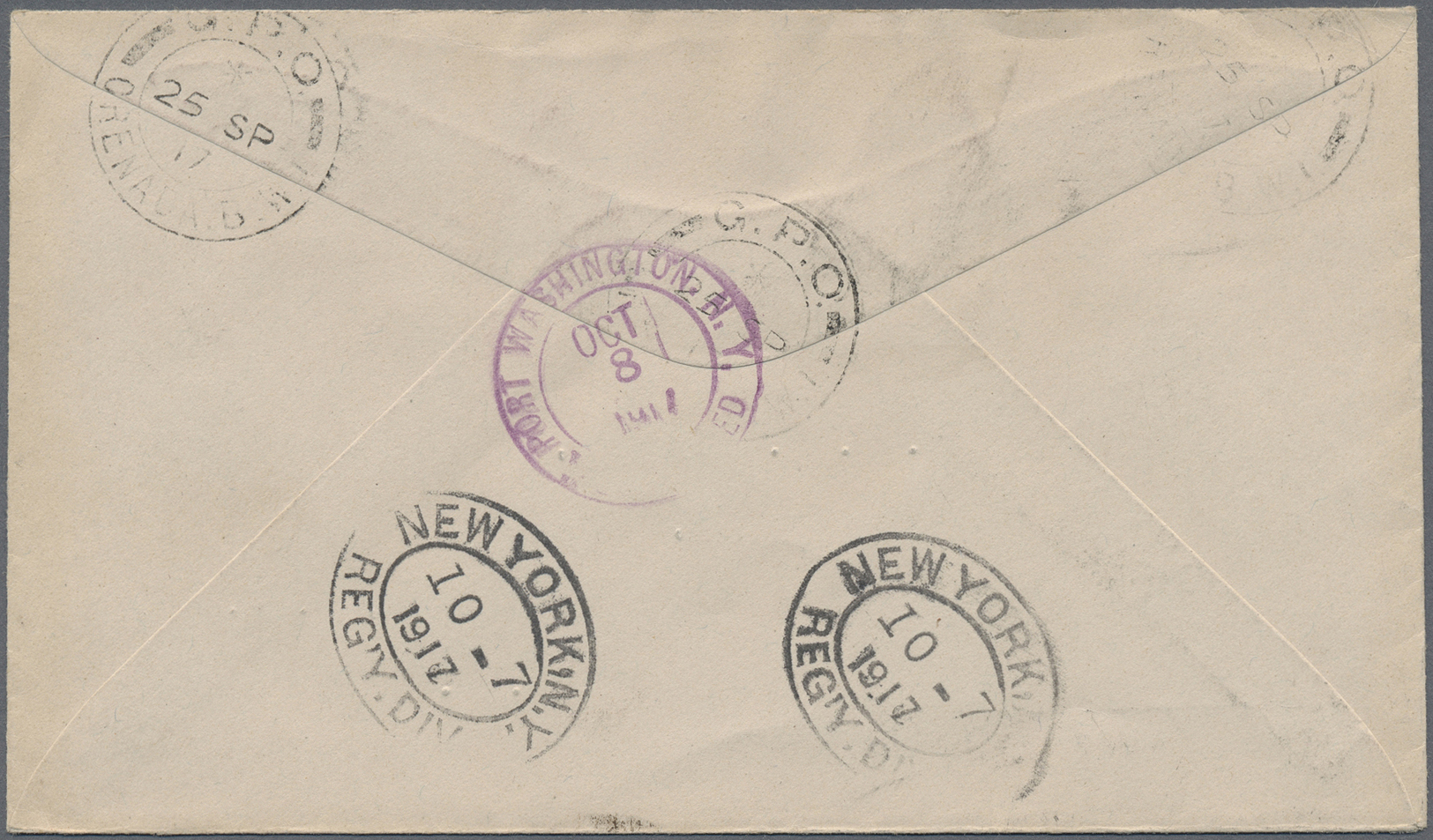 Br Grenada: 1917, 1 D With "WAR TAX" Imprint In Nice Strip Of Six On Registered Letter Sent From G.P.O. GRENADA To USA. - Grenada (...-1974)