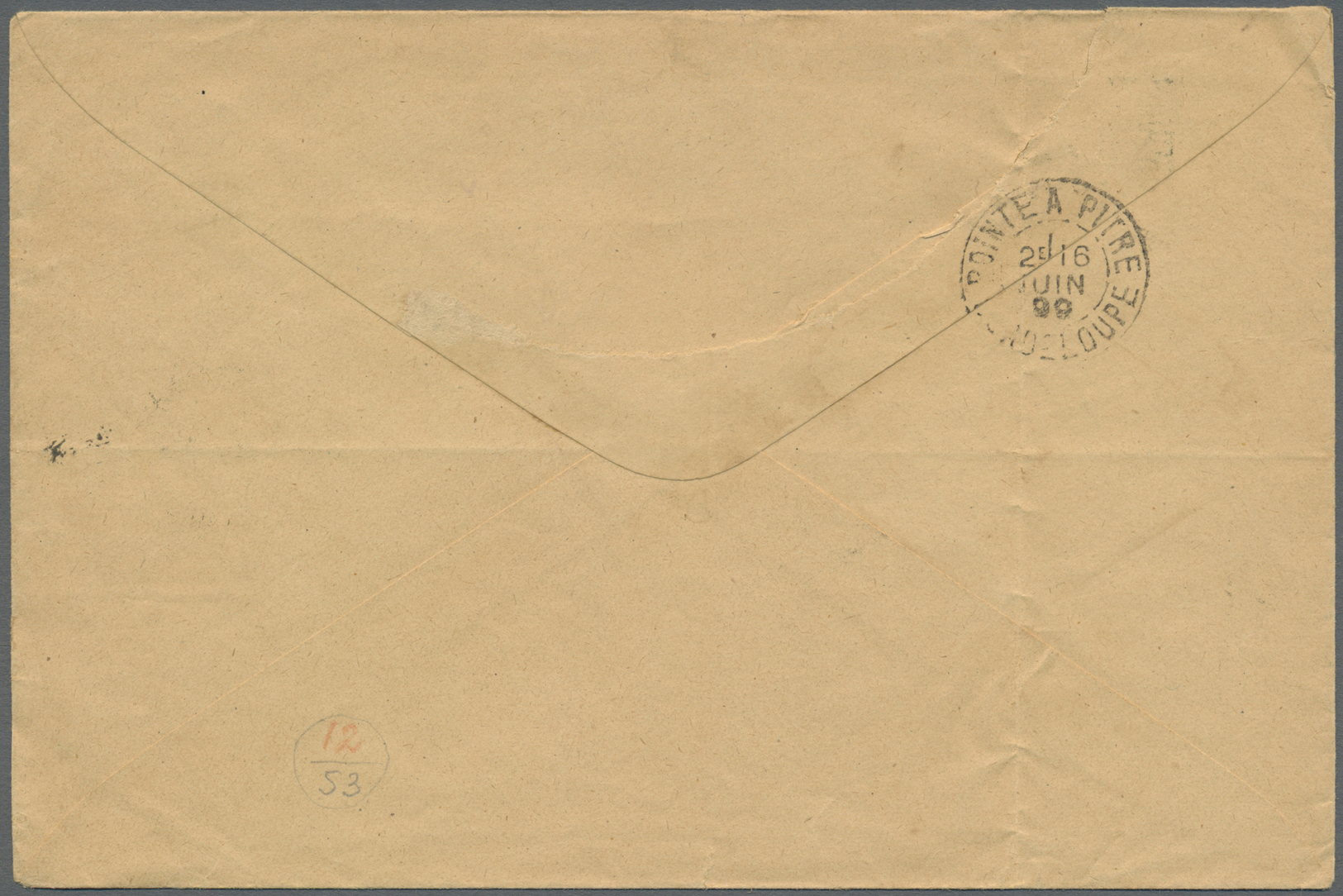 Br Guadeloupe: 1899. Envelope Addressed To The 'Chef De Service, Pointe-a-Pitre' Bearing Yvert 27, 1c Black/blue, Yvert  - Covers & Documents