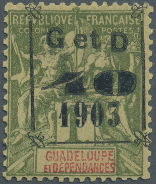 ** Guadeloupe: 1904, 40 C. On 1 Fr. Olive Ovpt. Type 1 Of 1903, Mint Never Hinged MNH, Fine And Very Fresh, Photo-cert.  - Covers & Documents