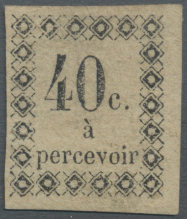 * Guadeloupe - Portomarken: 1876, 40 C. Black With Variety Thick "0" (field 15), With Original Gum, Good Margins, Vf, Ex - Postage Due