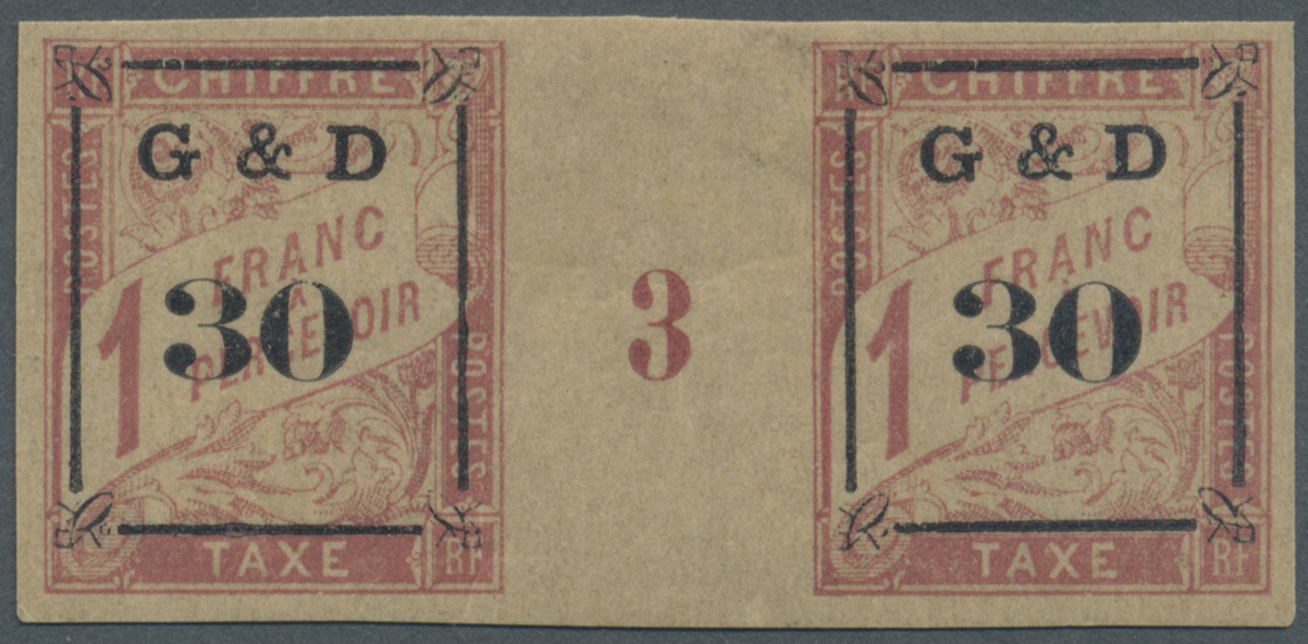 * Guadeloupe - Portomarken: 1903, 30 On 1 Fr. Rose, Black Ornamental Overprint, Type I (wide 30), As A Unused Pair Millé - Postage Due