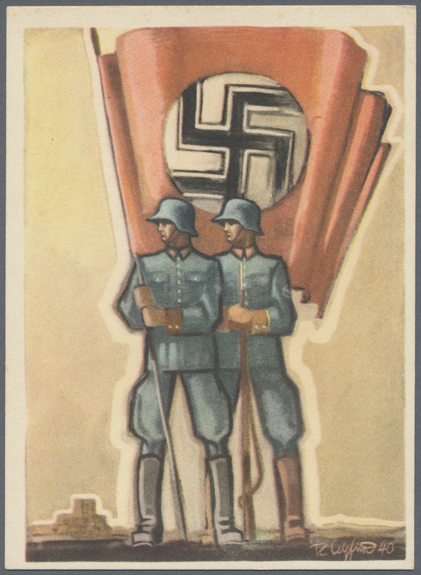 Ansichtskarten: Propaganda: 1941, "SS Tag Der Deutschen Polizei 1941", Drei Farbige Propagandakarten - Partiti Politici & Elezioni