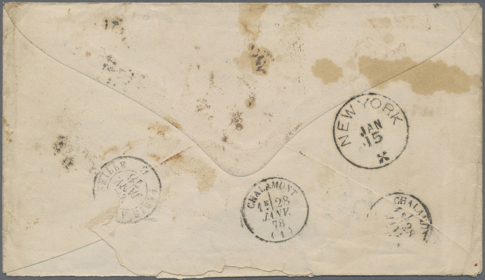 Br Guatemala: 1877. Envelope (part Missing) Addressed To France Bearing Guatemala Yvert 10, 2r Brown (pair) Tied By Guat - Guatemala