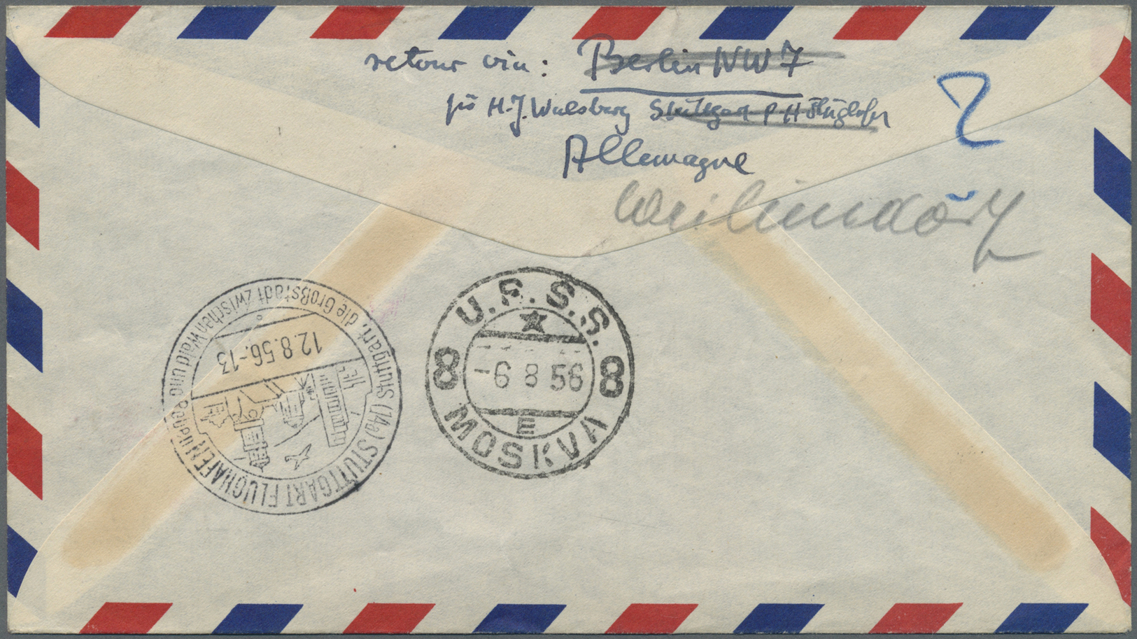 Br Malta: 1956, Registered Letter With 10 Shillings From VALETTA Via Berlin To Moskow And Returned Via Berlin To - Malte