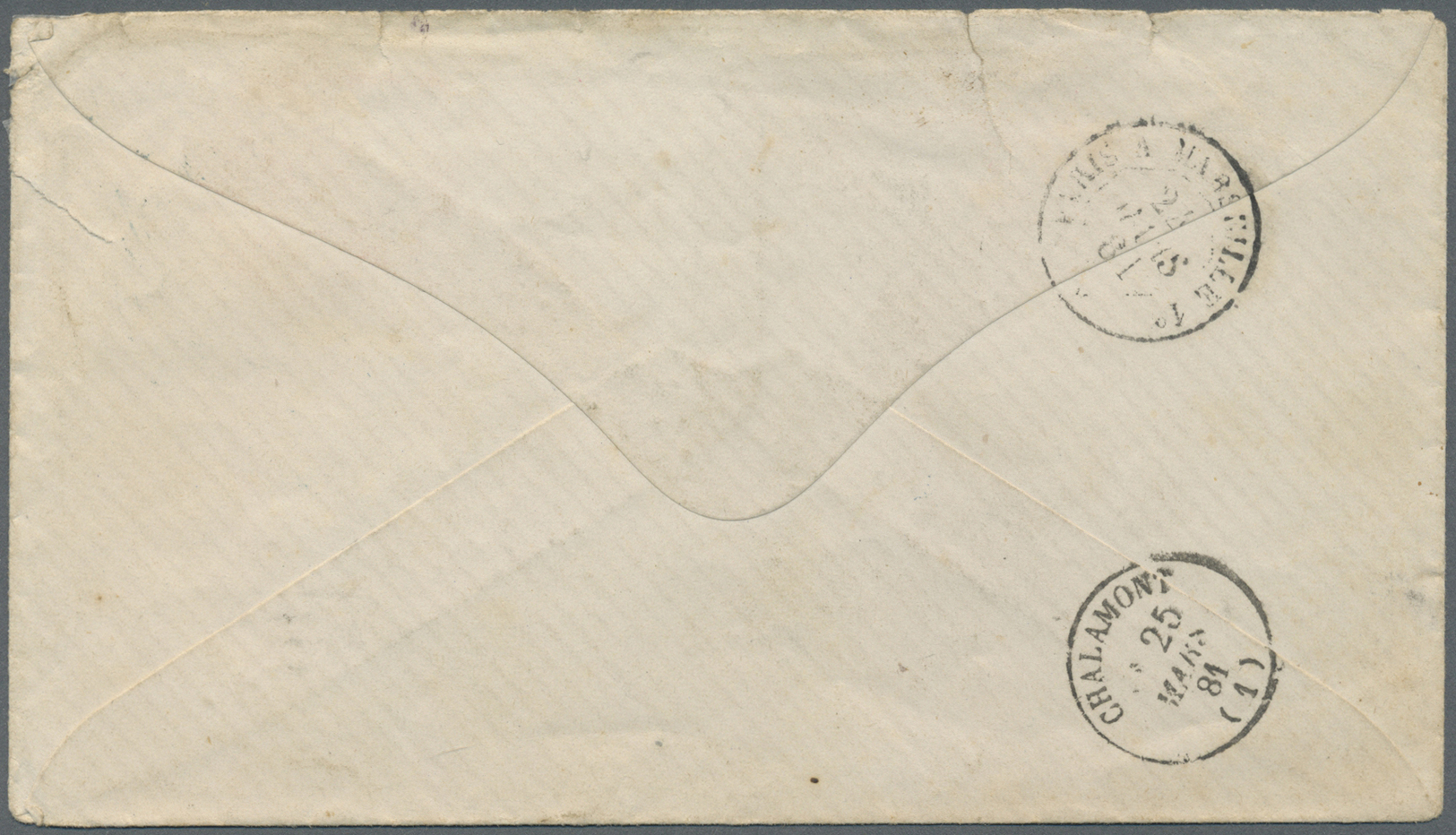 Br Guatemala: 1877. Envelope Addressed To France Bearing Yvert 13, 4r Violet Tied By Star Obliterator In Blue With Adjac - Guatemala