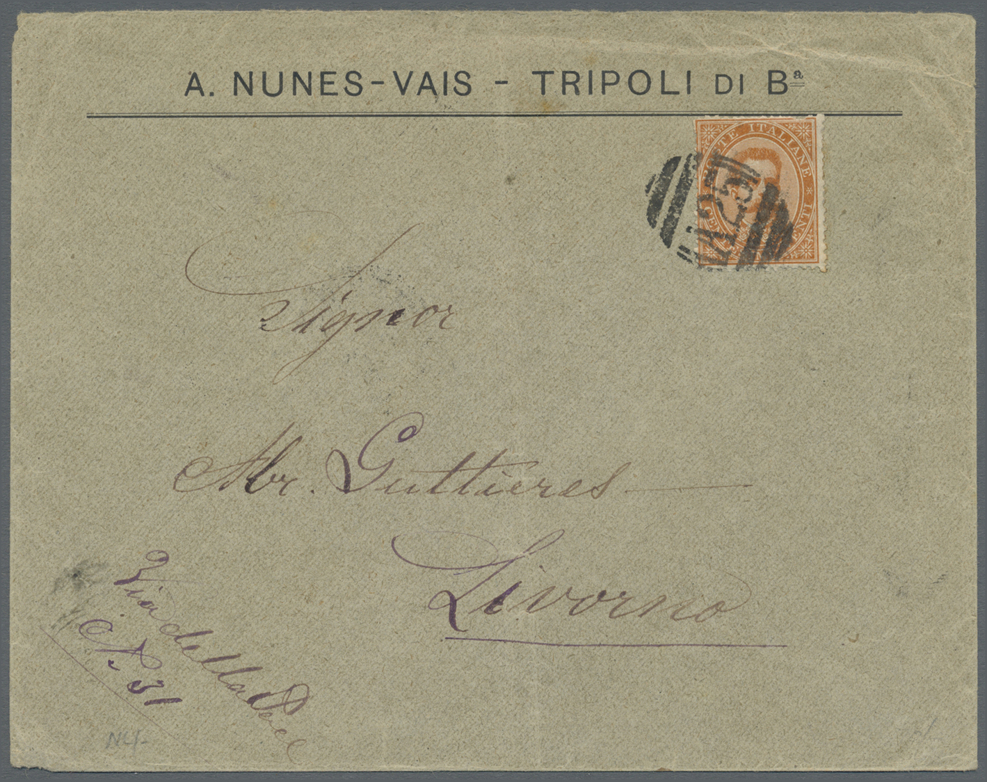 Br Malta - Besonderheiten: 1891, Brief (Spuren/Knitter Am Rand, Senkrechter Mittelbug) Aus Tripoli (Lybien) Mit I - Malta