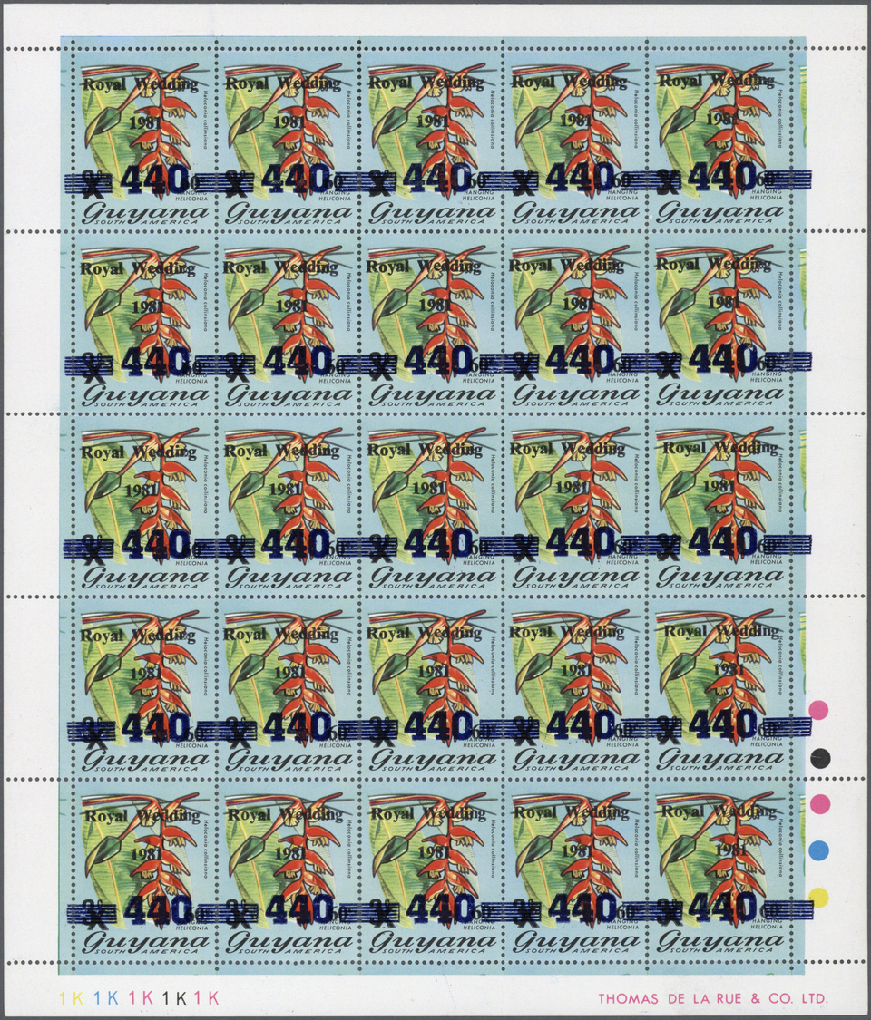 ** Guyana: 1982. Surcharge 440c On Primary Stamp Sc #331 "Royal Wedding 1981" (vertical) Missing "1982" Overprint In A M - Guyana (1966-...)