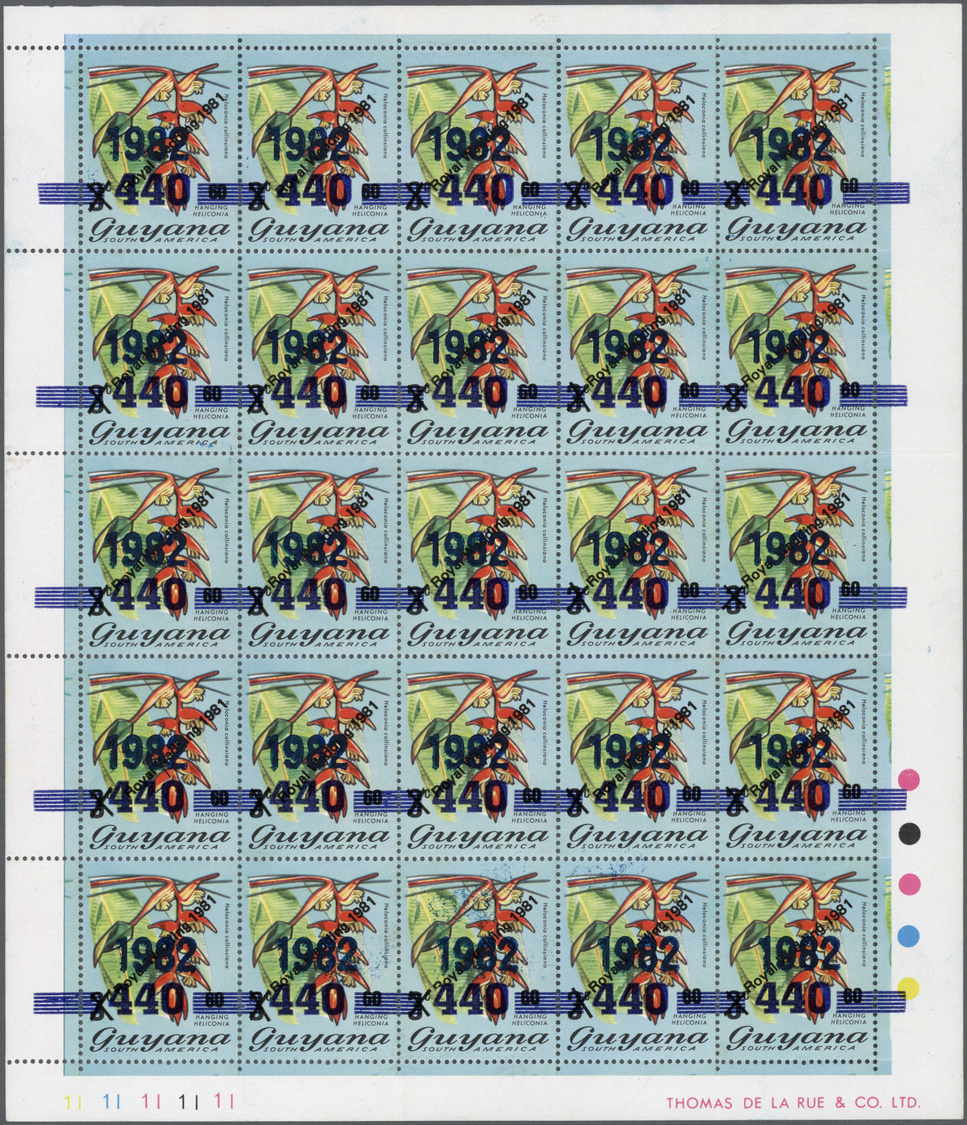 ** Guyana: 1982. Surcharge 440c On Primary Stamp Sc #331 "Royal Wedding 1981" (diagonal) With "1982" Overprint In A Mini - Guyana (1966-...)