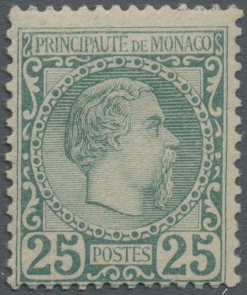 ** Monaco: 1885, 25 C Bluish Green Mint Never Hinged, Signed Calves - Unused Stamps