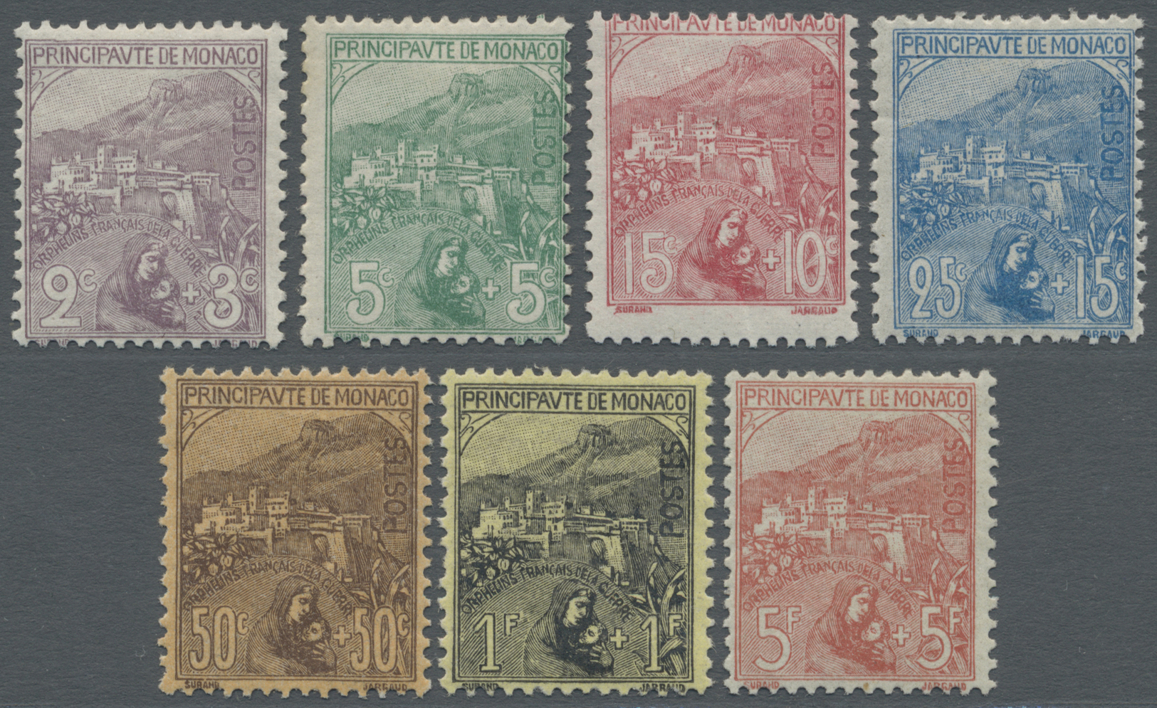 * Monaco: 1919, Französische Kriegswitwen Und Waisen Als Ungebrauchter Satz Mit Erstfalz. Michel 2.200,- € - Unused Stamps