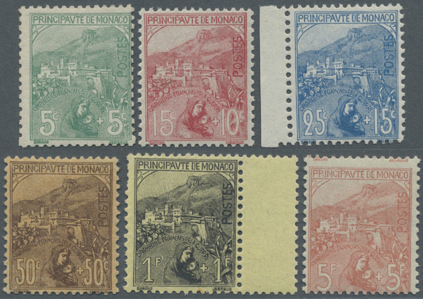 ** Monaco: 1919, Kriegswaisen, Sechs Werte Tadellos Postfrisch, Yv.  Katalogwert 3.640,- - Unused Stamps