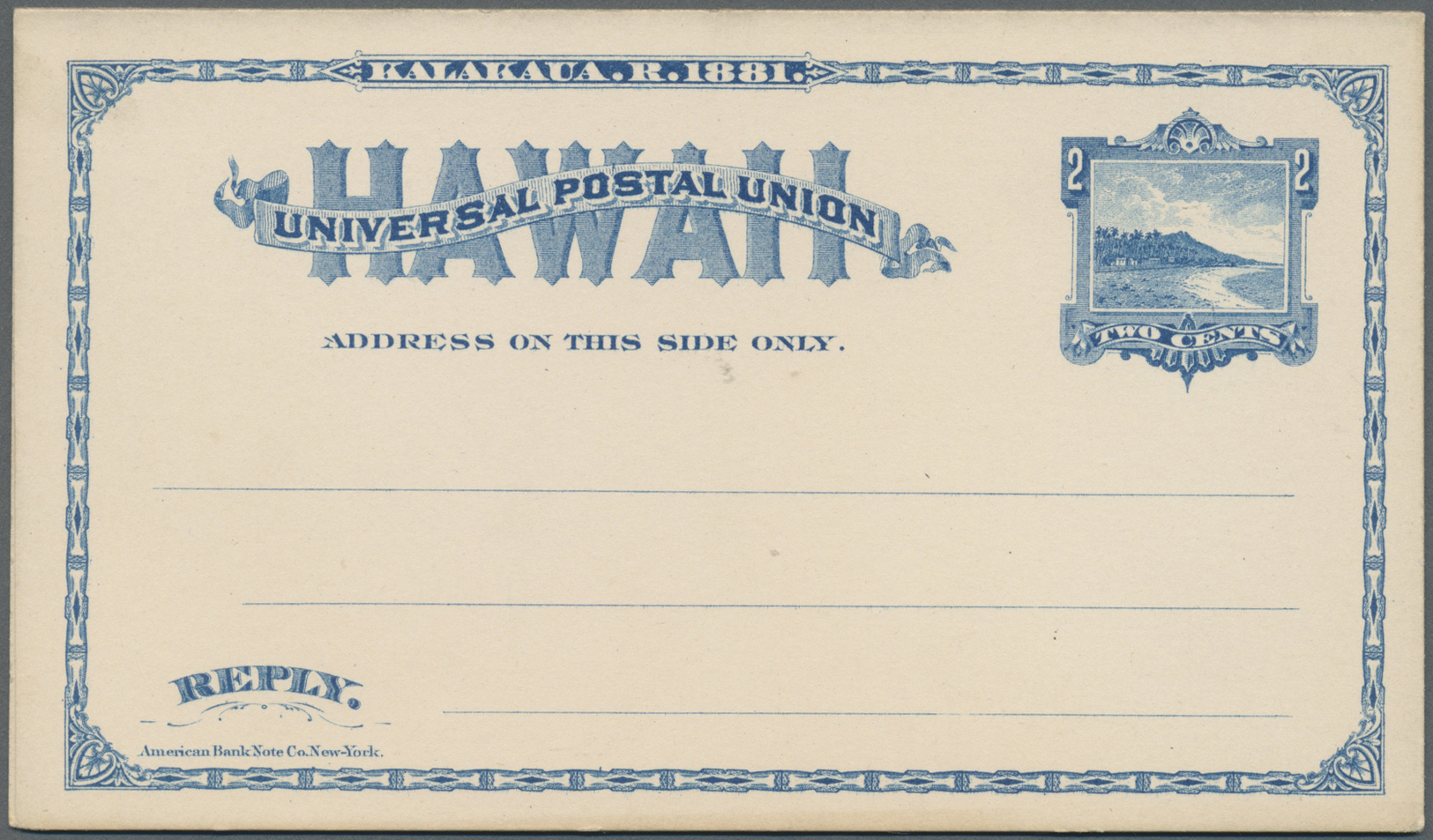 GA Hawaii - Ganzsachen: 1883, 2 + 2 Cent Double Card Unused. - Hawaii