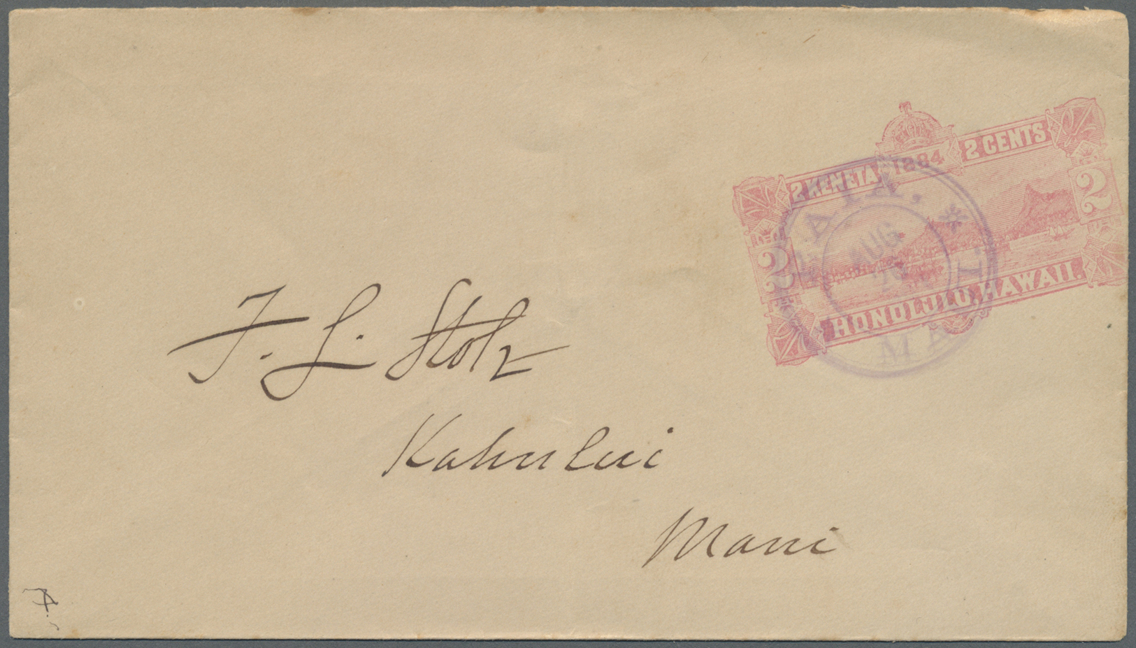 GA Hawaii - Ganzsachen: 1884-93: Two MISPRINTED Postal Staionery Envelopes 2c. Rose, Format B (151:86), Both With Stamps - Hawaï