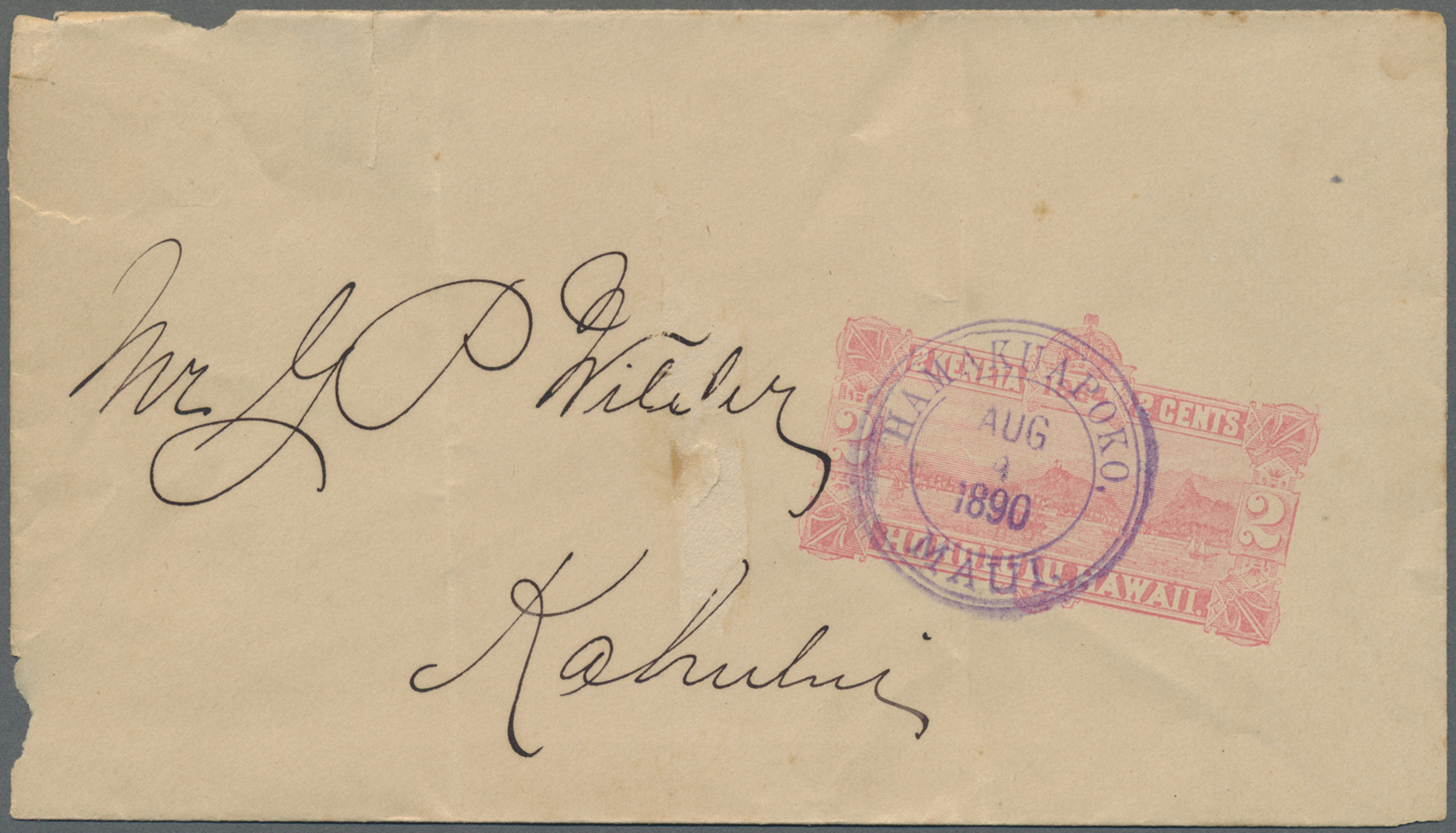 GA Hawaii - Ganzsachen: 1884-93: Two MISPRINTED Postal Staionery Envelopes 2c. Rose, Format B (151:86), Both With Stamps - Hawaï