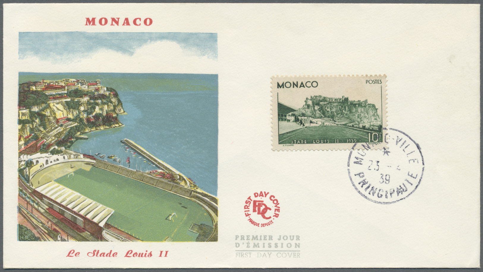 Monaco: 1939, 10 Fr Dark Green On FDC, Rare - Neufs