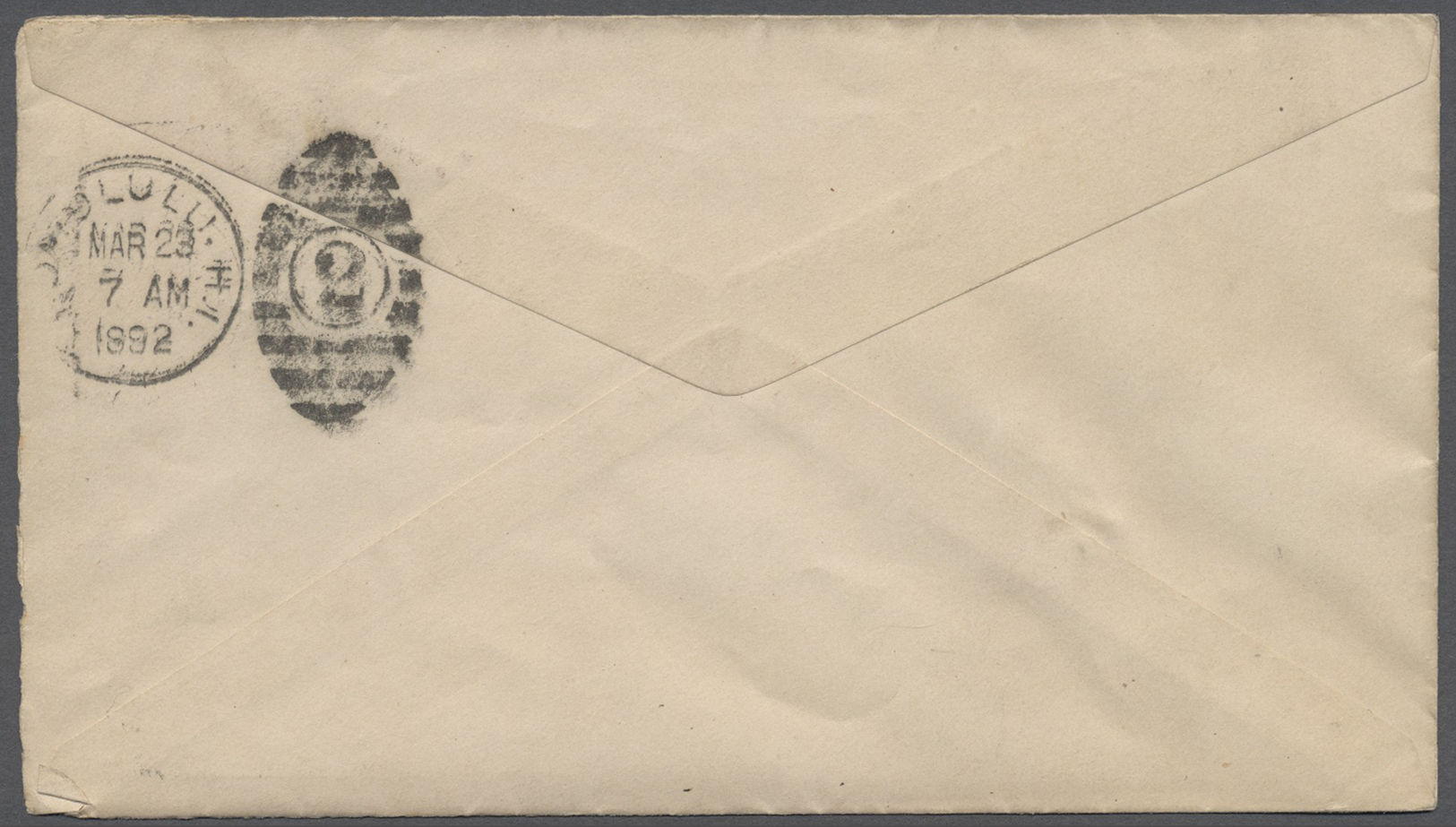 GA Hawaii - Ganzsachen: 1892, 2 C. Red Postal Stationery Envelope Tied By "KOHALA HAWAII MAR/22/1892" Cds., HONOLULU Arr - Hawaii