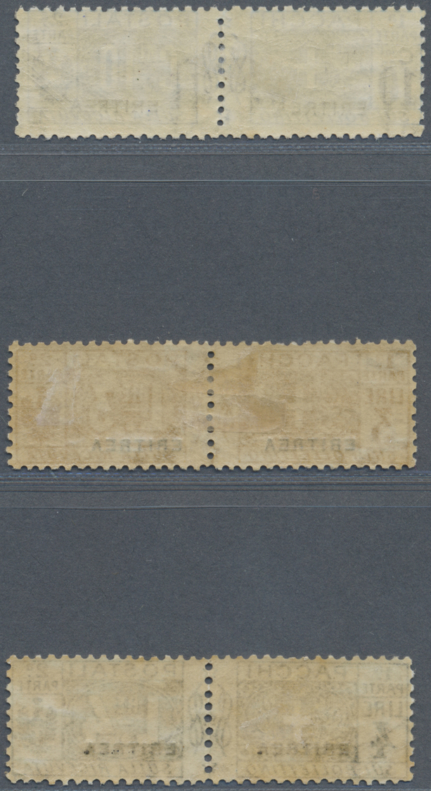 * Italienisch-Eritrea: PAKETMARKEN: 1916, Wappen Und Wertziffer Mit Kurzen Aufdruck 'ERITREA' (10 Mm) 10 C. Blau, 3 Lire - Eritrea