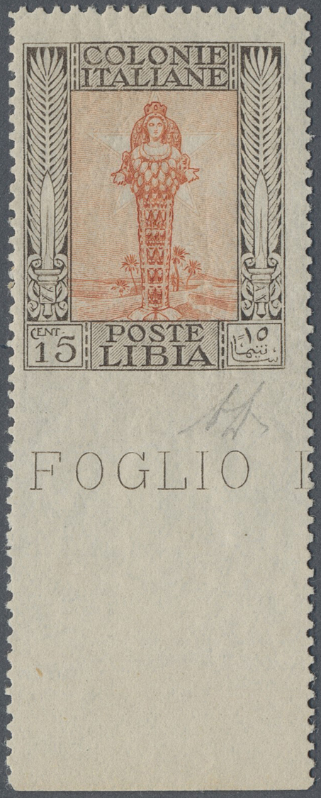 ** Italienisch-Libyen: 1924, Diana Of Ephesus 15 C. Brown And Orange, Imperforated At Bottom With Large Sheet Margin, Mi - Libya