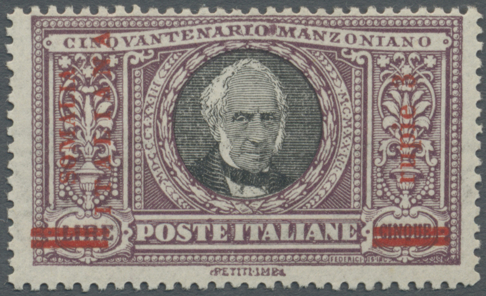 ** Italienisch-Somaliland: 1923, 5 L. Violet And Black, Mint Never Hinged, Expertised Diena, Sassone Catalogue Value 1.0 - Somalia