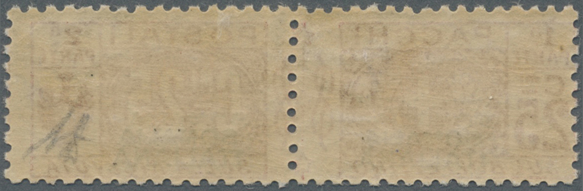 * Italienisch-Somaliland - Paketmarken: 1917, Wappen Und Wertziffer 25 C. Rot Mit DOPPEL-Aufdruck 'SOMALIA / ITALIANA',  - Somalia