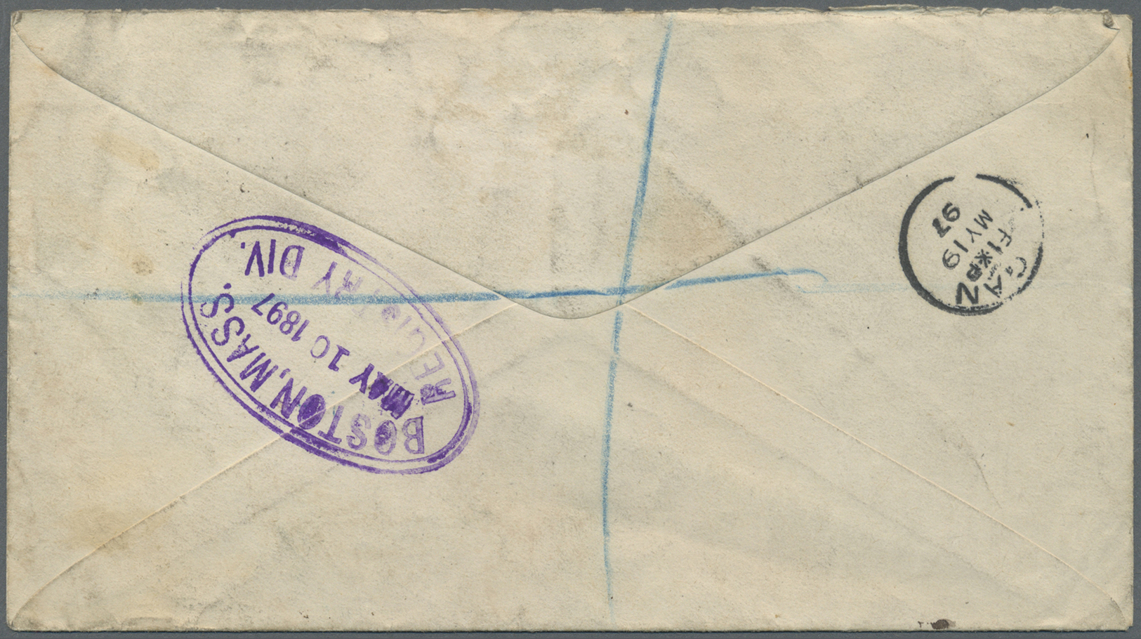 Br Jamaica: 1897, QV 4d, 1/2d Tied "PORT AN(TONI)O 4 MY 97" To Registered Cover Via Boston/USA To England, Backstamps Bo - Jamaica (1962-...)