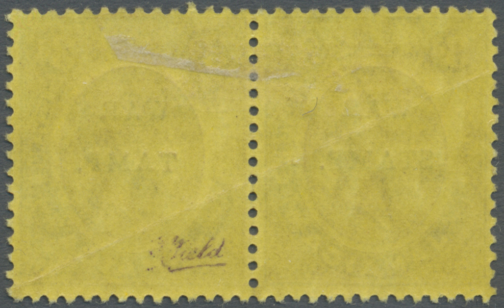 * Jamaica: 1916, KGV 3d. Purple/lemon With Opt. 'WAR STAMP.' Horiz. Pair With 'S' In 'STAMP' Omitted On Right Stamp, Min - Jamaica (1962-...)