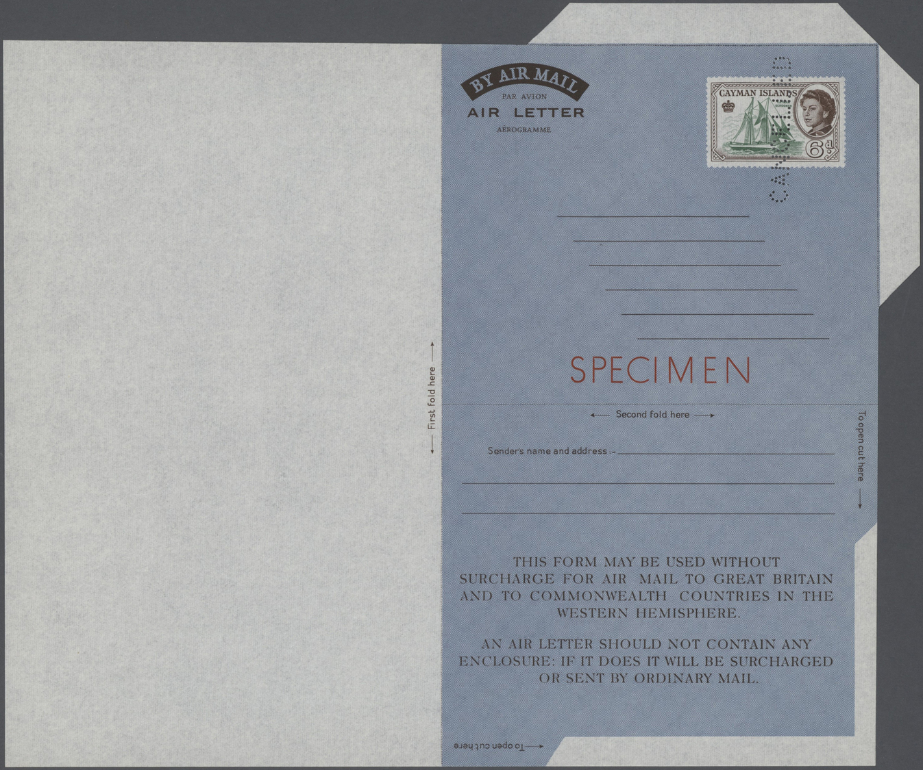 GA Kaiman-Inseln / Cayman Islands: 1955/1963, AEROGRAMMES: five different Air Letters 2½d, 6d (2) and 9d (2) all with re