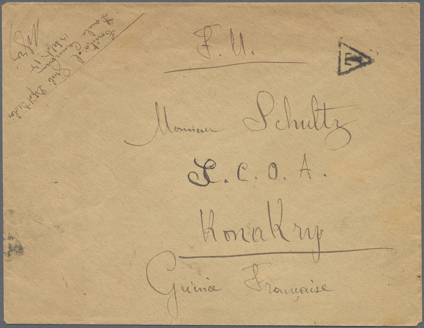 Br Kamerun: 1917. Stampless Envelope Endorsed 'F.M.' Written From The 'Depot D'loles, Douala' Dated '19th Sept 17' Addre - Cameroon (1960-...)