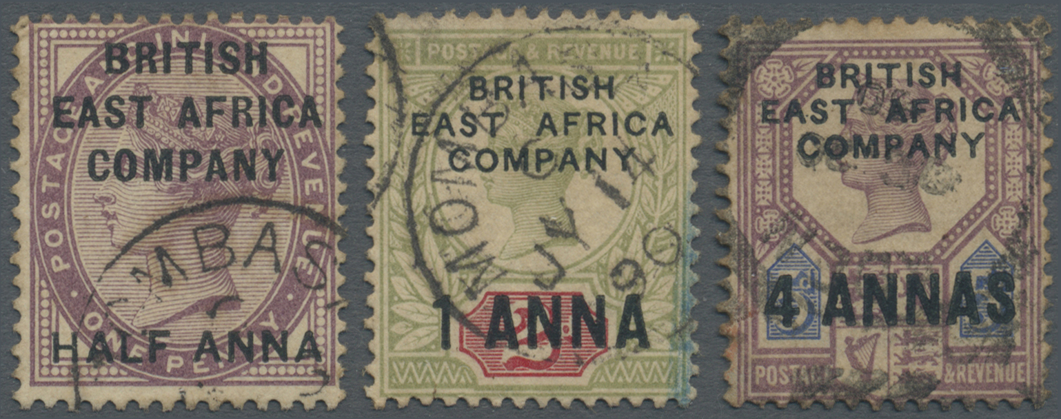 O Kenia - Britisch Ostafrika Kompanie: 1890 Set Of Three Stamps Of Great Britain Optd. "British East Africa Company", Wi - British East Africa