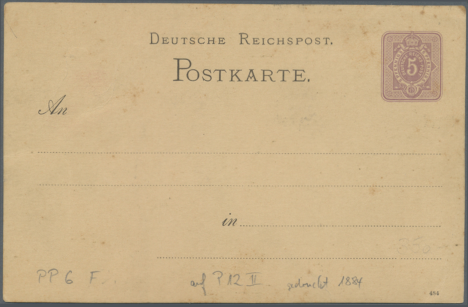 GA Ansichtskarten: Vorläufer: 1884, Hotel SCHWEIZERHAUS Schlesien, Vorläuferkarte 5 Pf. Lila Als Privat - Non Classificati