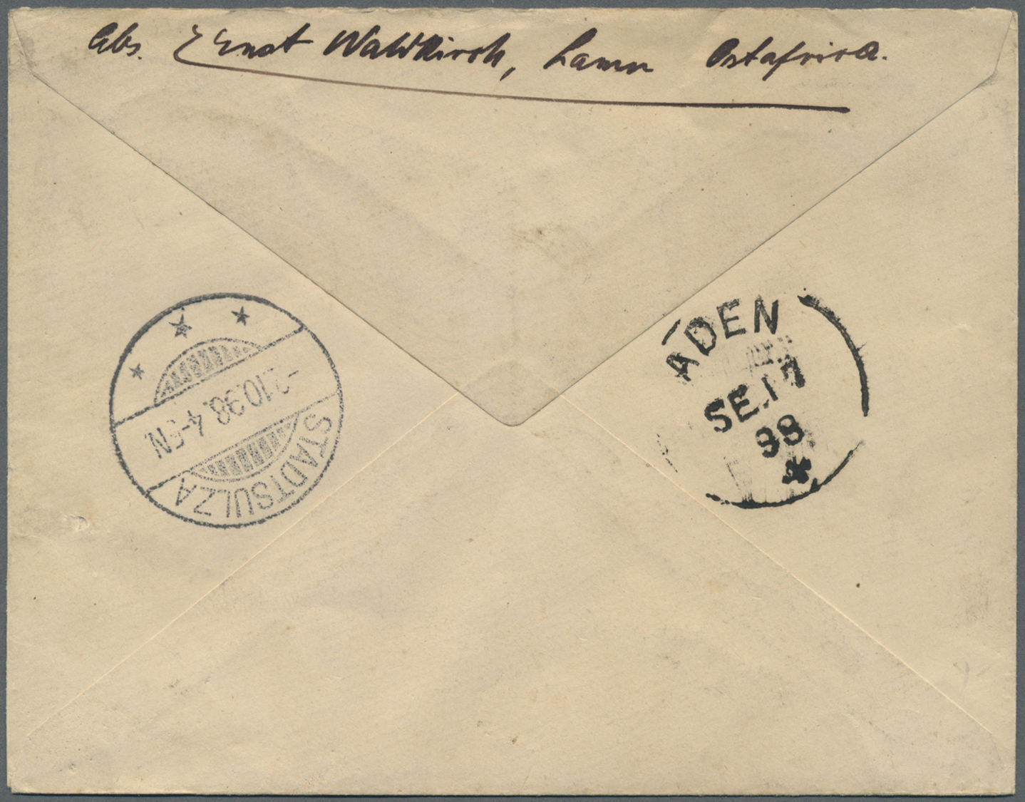 GA Kenia - Britisch Ostafrika: 1898. British East Africa Postal Stationery Envelope 2½a Indigo Cancelled By Lamu Date St - British East Africa