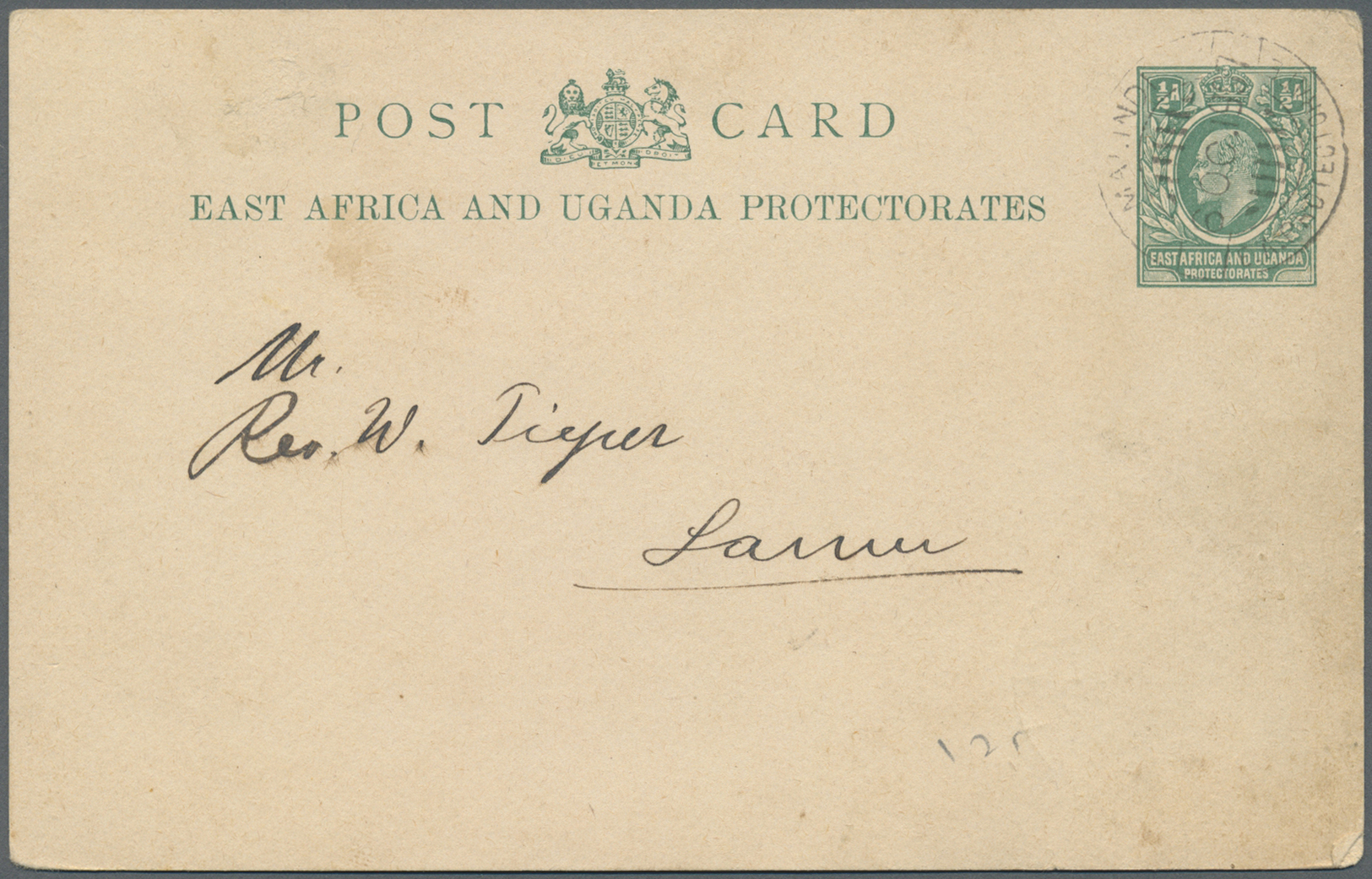 GA Kenia - Britisch Ostafrika: 1907. East Africa And Uganda Postal Stationery Card 3c Green Cancelled By Malindi/E.A.Pro - British East Africa