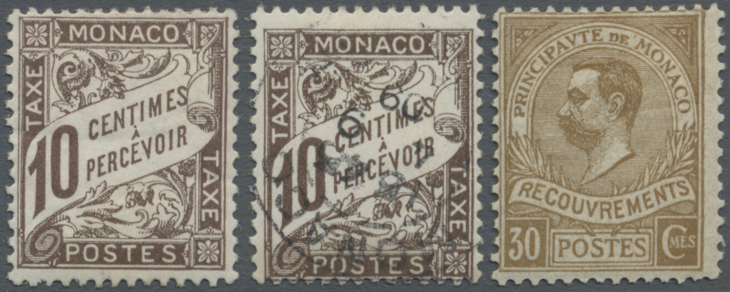 */O Monaco - Portomarken: 1909/1911, 10 C Dark Brown Unused + Cancelled And 30 C Yellow Brown Rest Of Mint And Ori - Postage Due