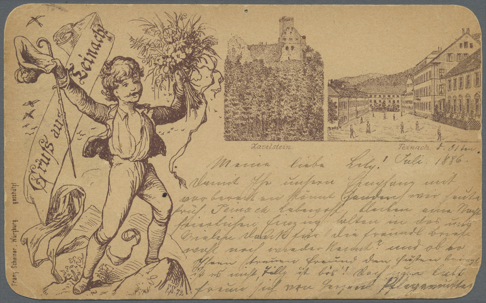 Ansichtskarten: Vorläufer: 1886, TEINACH Und Zavelstein, Vorläuferkarte Scheiner Nr.72 Mit K1 TEINAC - Non Classificati