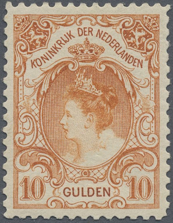 * Niederlande: 1898, 10 Gulden Orange Sauber Ungebraucht In Einwandfreier Erhaltung, Signiert, Ungebraucht Selte - Lettres & Documents