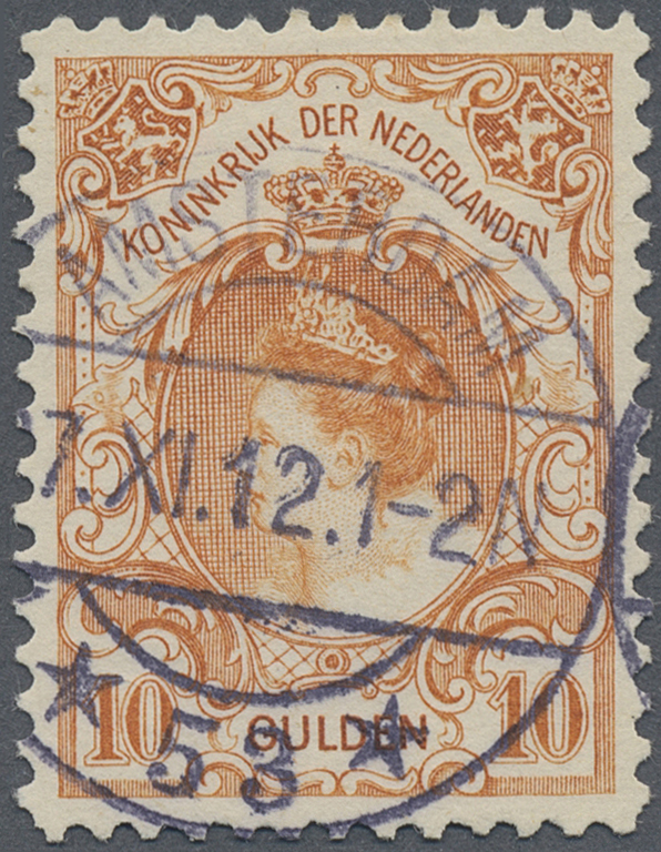 * Niederlande: 1898, 10 Gulden Dunkelorange, Leuchtend Farbintensives Exemplar In Hervorragender Zähnung, Klar F - Covers & Documents