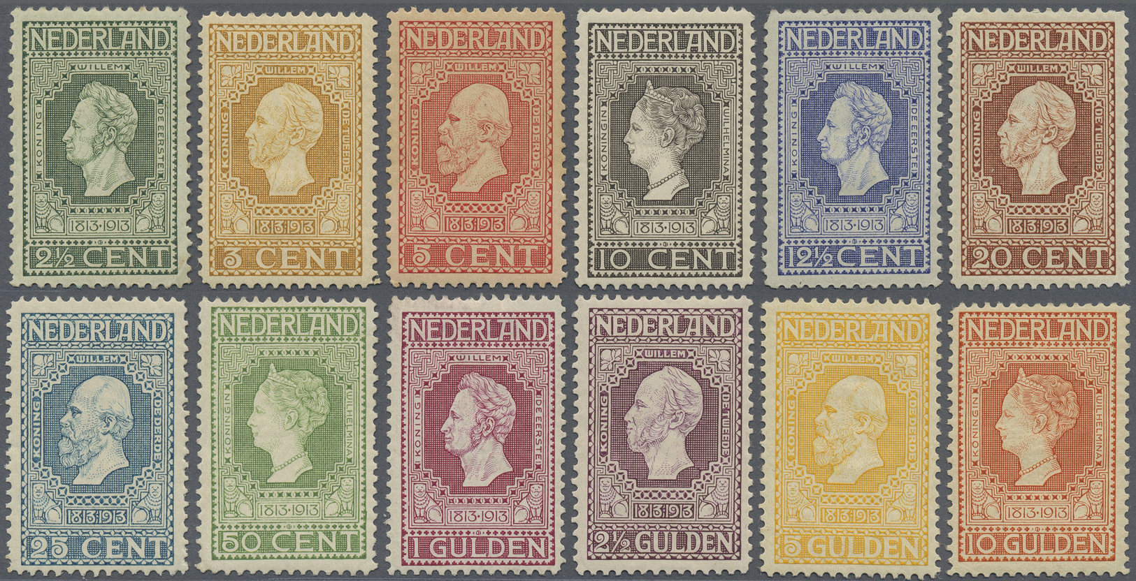 * Niederlande: 1913, Unabhängigkeitssausgabe, Kompletter Satz 12 Werte In Ungebraucht Und In Guter Qualität, Höc - Lettres & Documents