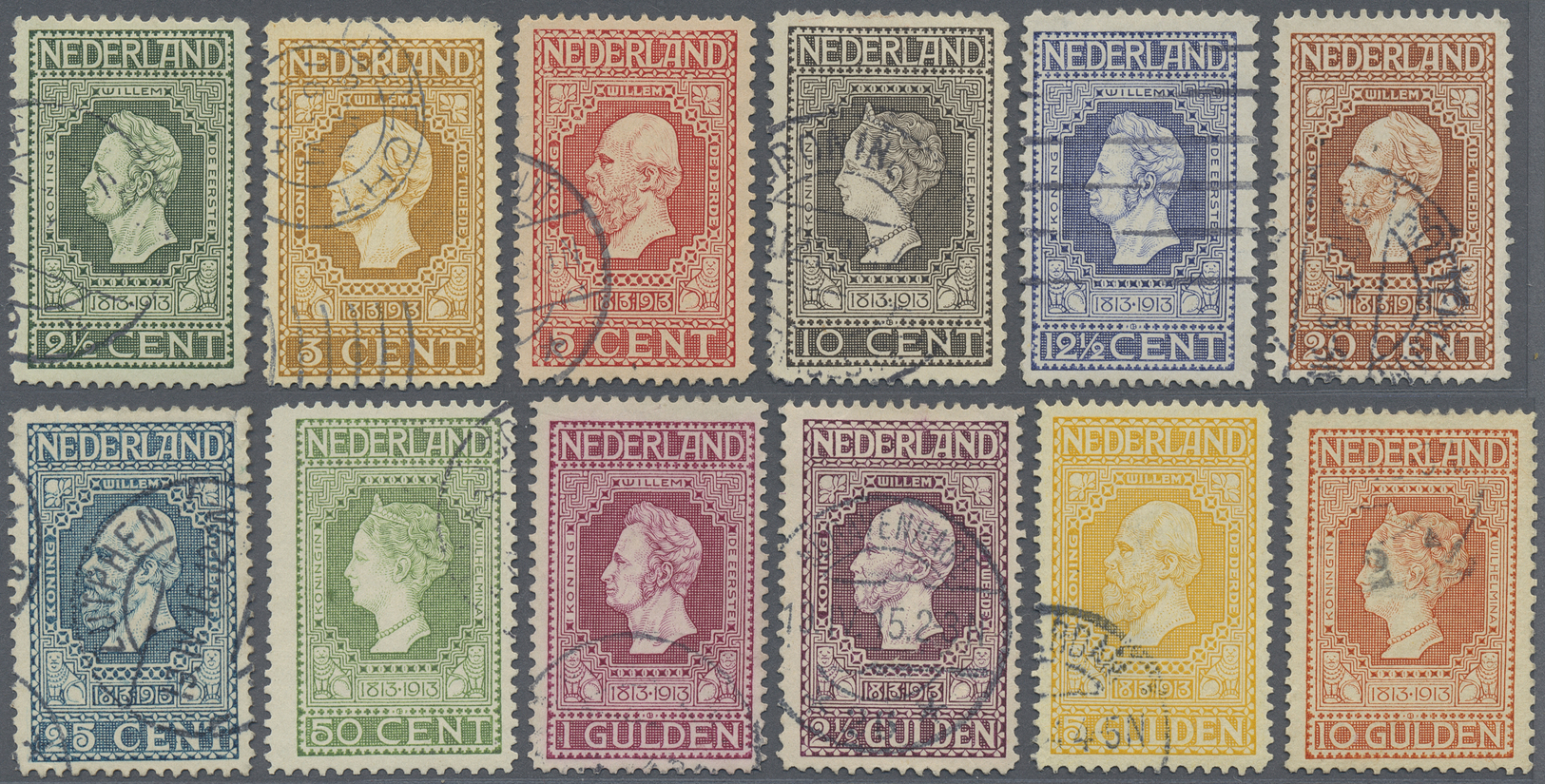 O Niederlande: 1913, Unabhängigkeitssausgabe, Kompletter Satz 12 Werte Sauber Bedarfsgestempelt Und In Guter Qua - Covers & Documents