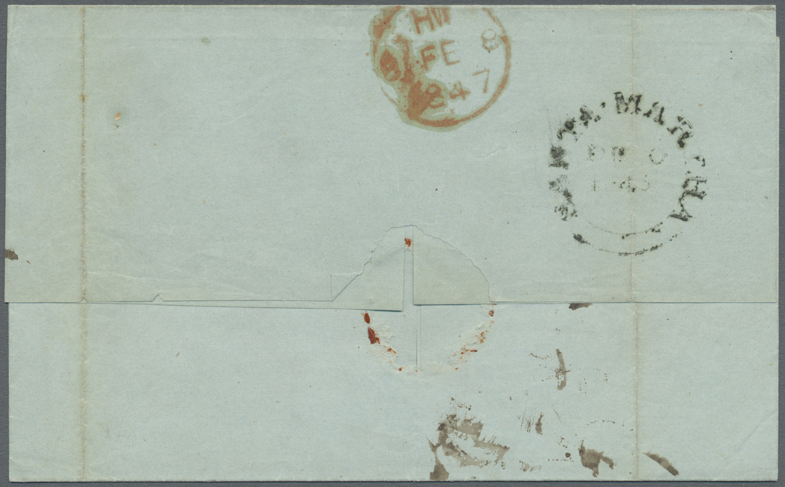 Br Kolumbien: 1846. Stampless Envelope (two Vertical Folds) Written From Santa Martha Addressed To London Cancelled By B - Colombia