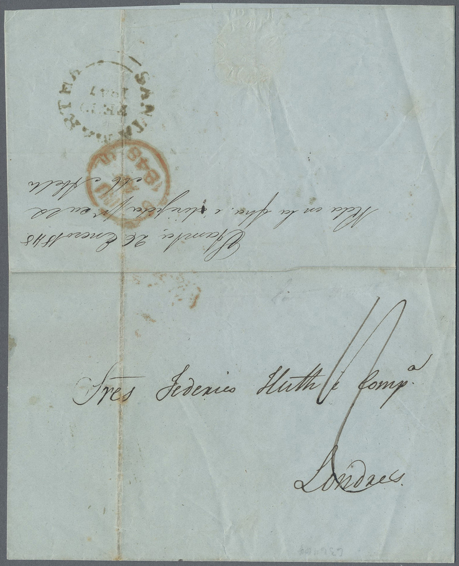 Br Kolumbien: 1847/48, Letter From OCANA With Forwarding Agent Cancelled By British Post Office SANTA MATHA Arrived In L - Colombia