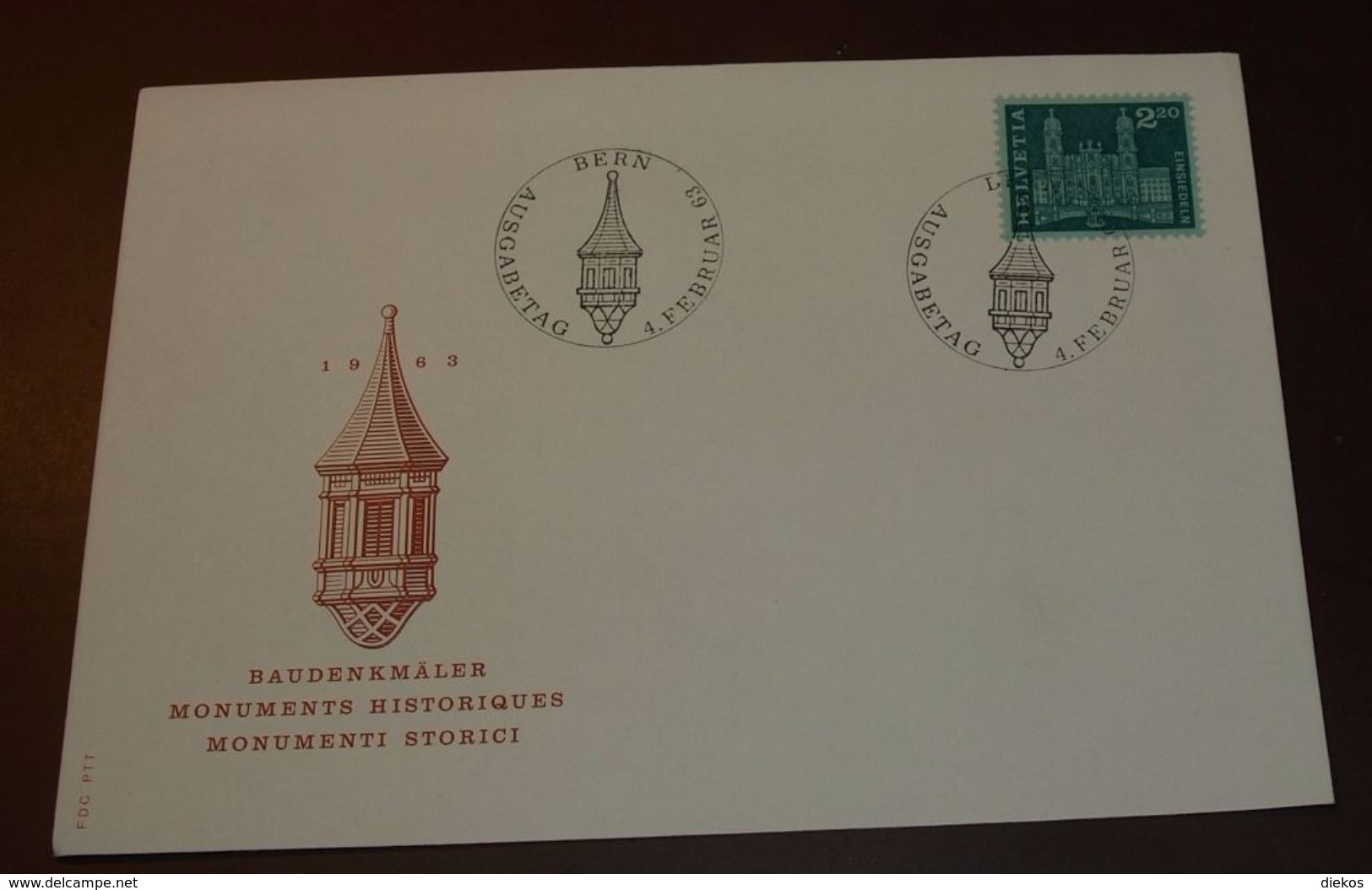 FDC Schweiz 2,2 Fr. Baudenkmäler  Einsiedeln  #cover3843 - Denkmäler