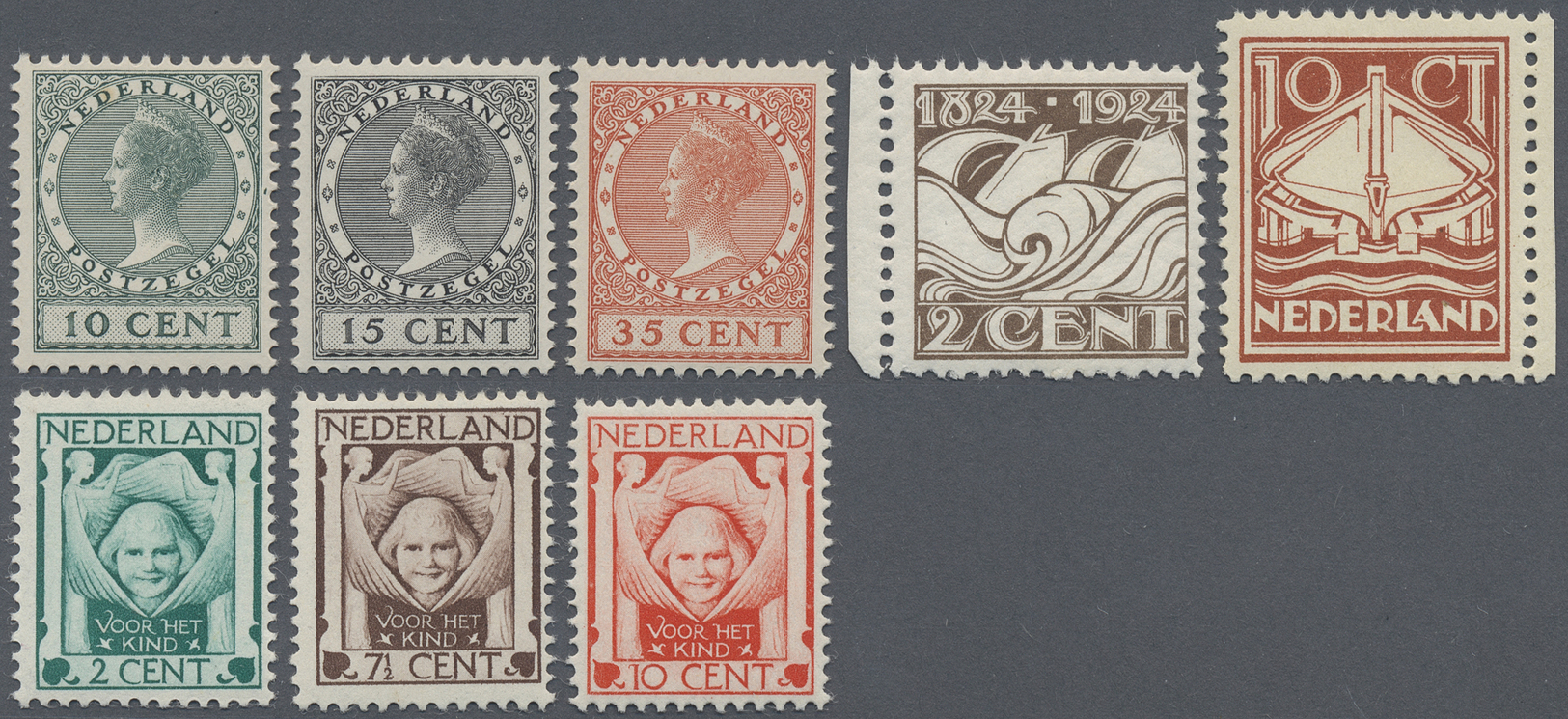 ** Niederlande: 1924, Acht Marken Zur Intn. Ausstellung, 100 Jähriges Bestehen Und Kinderfürsorge, Postfrisch, Mi - Lettres & Documents