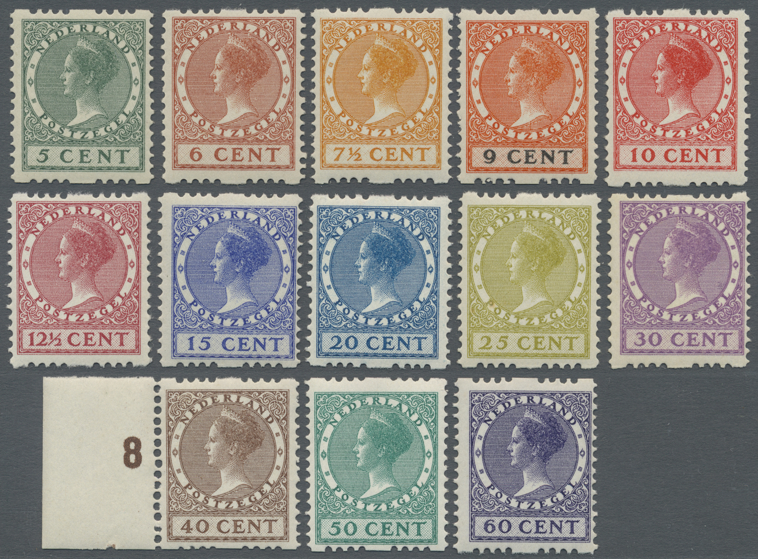 ** Niederlande: 1924 - 1926, Freimarken Königin Wilhelmina 5 C. Bis 60 C. Ohne Wasserzeichen, Dazu Ergänzungswert - Lettres & Documents