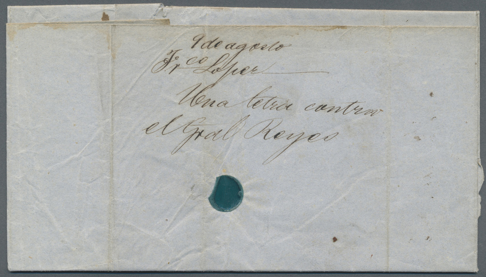 Br Kolumbien: 1865. Envelope (vertical Tear) Written From Popayan Dated 'Aug 9 1865' Addressed To Bogotá Bearing Yvert 3 - Kolumbien