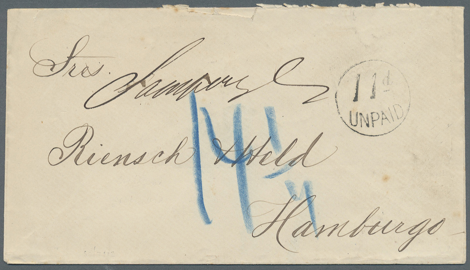 Br Kolumbien: 1874 Unstamped Envelope To Germany From Carthagena With British Post Office Date Stamp On Reverse, Routed  - Kolumbien