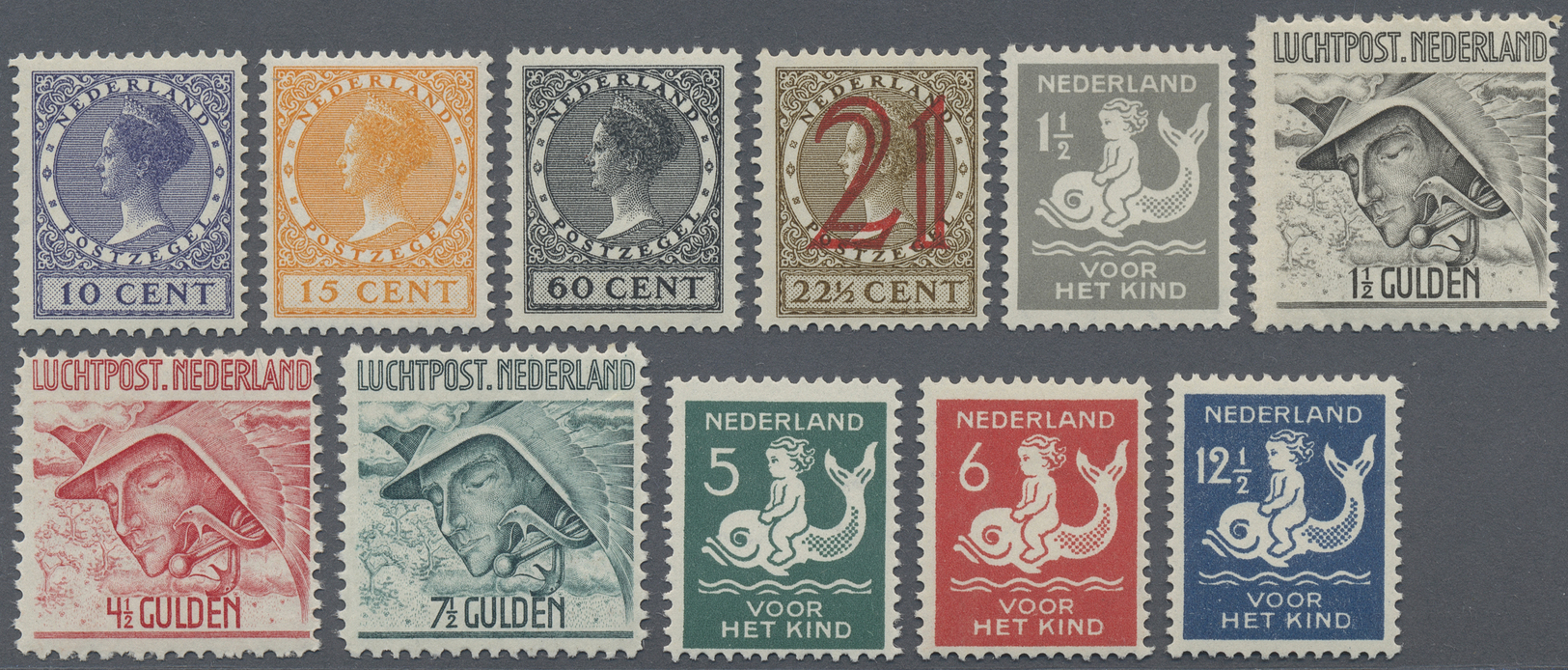 ** Niederlande: 1929, Drei Kompl. Sätze Freimarken, Flugpost Und Wohltätigkeits-Ausgabe (N.V.P.H. - 356,50 Euro) - Lettres & Documents