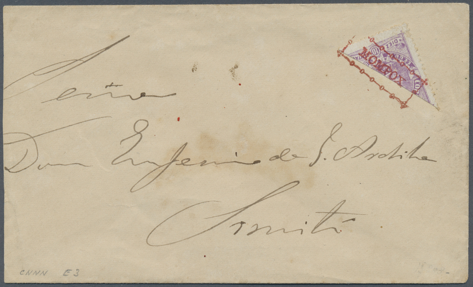 Br Kolumbien: 1884/1885, 10 C. Mauve Dated "1884" Bisected On Cover With Red "MOMPOX" Cancellation And 10 C. Dated "1885 - Colombia