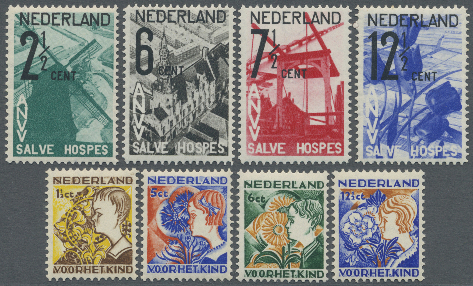 ** Niederlande: 1932, Fremdenverkehr Und "Voor Het Kind", Zwei Komplette Postfrische Serien (Jahrgang 1932) (N.V. - Covers & Documents